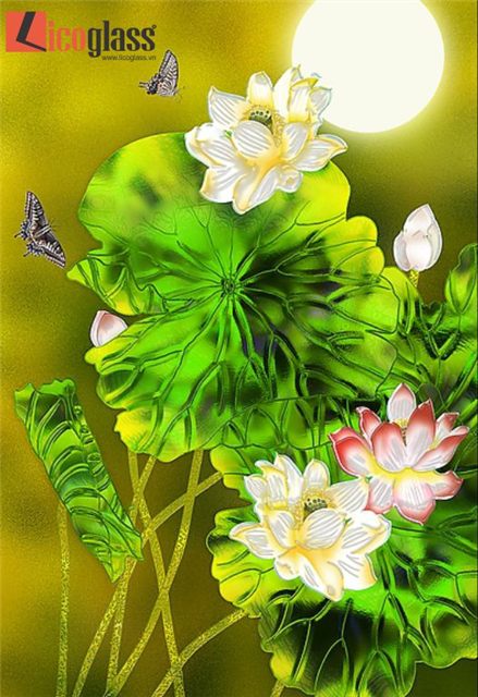 Tranh kính hoa sen TKS21